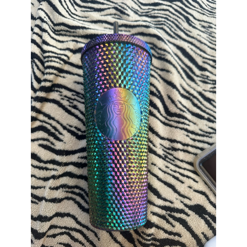EUC Starbucks Studded Oil Slick iridescent‎ Tumbler 24oz